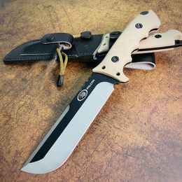 Top Quality S7206 Outdoor Survival Straight Knife DC53 Satin Straight Point Blade Full Tang Micarta Handle Fixed Blade Knives with Kydex