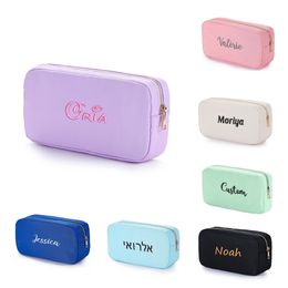 Evening Bags Personalised Embroidery Custom Name High Capacity lightweight Makeup Bag Nylon Waterproof Travel Toiletry for Women Girl 230807