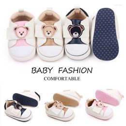 First Walkers 2023 Baby Shoes Cute Cartoon Bear Head Infant PU Non-slip Casual Fashion Spring Autumn Toddler Boys Girls Walker