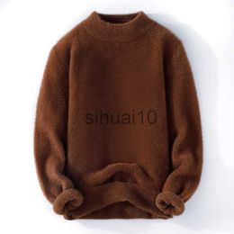 Men's Sweaters Autumn Winter Knitted Sweater Men Half height collar Casual Mink Velvet Sweater Male Solid Colour Warm Mohair Sweater Man J230808