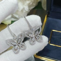 Luxury Full Diamond Cutout Butterfly Earrings Fashion All-in-one Women's Designer Earrings 925 Silver Jewellery Wedding Anniversary Gift