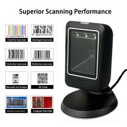 Scanners Barcode scanner 2D allround desktop automatic sensing data matrix reader supermarket usb barcode 1D QR code 230808