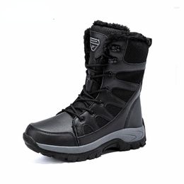 Boots Winter Men Waterproof Warm Plush Snow Couples Hiking Work Casual Shoes Non-Slip Platform