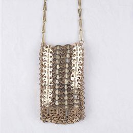 Evening Bags Women Lipstick Silver Metal Sequins Chain Woven Bag Hollow Clutch Female Travel Holiday Shoulder Handbag