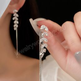Inlaid Rhinestone Wheat Chain Earrings for Women Temperament Versatile Drop Earrings Fashion Design Jewellery Party Gift