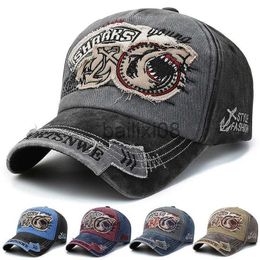 Ball Caps Retro Shark Embroidered Baseball Caps Bone Solid Animal Cartoon Men Women Cotton Stretch Hip Hop Streetwear Sun Hats J230807