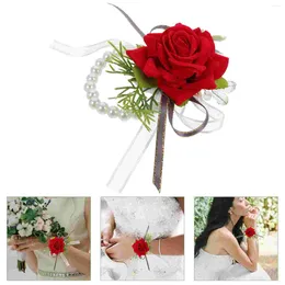 Decorative Flowers Wrist Flower Bridesmaid Wristband Bridal Hand Ornament Costume Accessory Wedding Decor