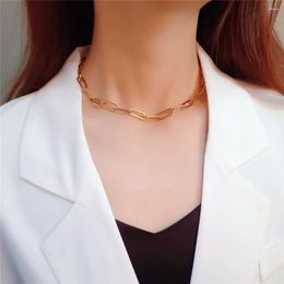 Choker Drop Paperclip Necklace 4MM Punk Gold Silver Colour 316L Stainless Steel Neck Chains For Women Jewellery Gift