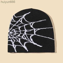 luxury men beanie hat Designer Fashion Spider Web Jacquard Knitted caps Autumn and Winter Cold Protection Warm Woollen Hats Versatile Cooled cap