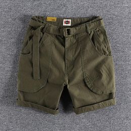 Men's Shorts American Style Trendy Cargo Summer Retro Three-dimensional Large Pocket Five-point Gym Pants