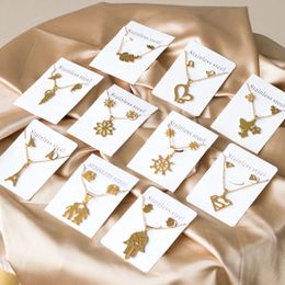 Wedding Jewelry Sets 18K Gold Plated Necklace and Earrings Stainless Steel Set Butterfly Crown Heart Charms Women Wholesale Gifts 230808