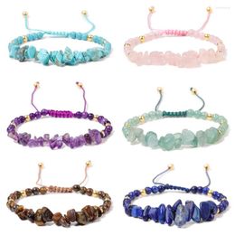 Strand Energy Irregular Natural Stone Bracelet For Women Howlites Crystal Gold Color Beads Rope Braided Bangles Men Jewelry