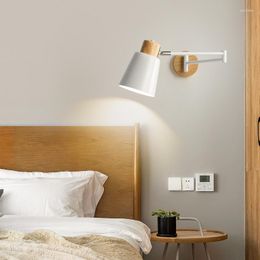 Wall Lamp Nordic Folding Lamps Solid Wood Bedroom Simple Modern Home Decor Living Room Study Bedside Reading Lights LED