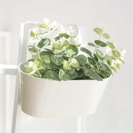 Planters Pots Pot Bunga Gantung Besi Luar Ruangan Warna-warni Timah Ember Pot Gantungan Penanam Mini untuk Halaman Pagar Balkon Taman Rumah