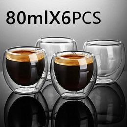 Wine Glasses Heat-resistant Double Wall Glass Cup Beer Espresso Coffee Cup Set Handmade Beer Mug Tea glass Whiskey Glass Cups Drinkware 230807