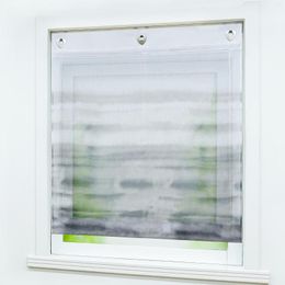 Curtain Roman Shade Transparent Voile Drape Window Drapery Valance Panel For Kitchen Balcony U Shape Gray Green