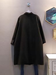 Women's Trench Coats Black Blends Fashion Full Sleeve Pocket Fan Casual Style Single Breast 2023 Autumn Loose Coat