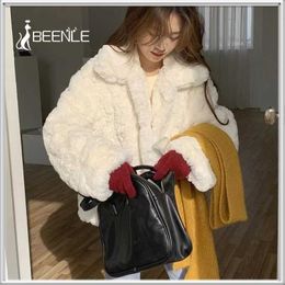 Women's Fur Faux Fur BEENLE Woman Jackets Winter Lamb Wool Coats Elegant Korean Fashion Faux Fur Cardigan Loose White Casual Coats Women Clothing HKD230727