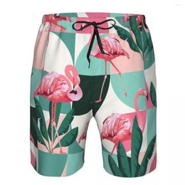 Men's Shorts Mens Swimming Swimwear Jungle Pink Flamingos With Banana Leaves Men Trunks Swimsuit Beach Wear Boardshorts