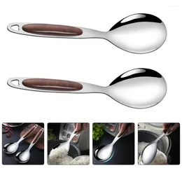 Dinnerware Sets 2 Pcs Stainless Steel Rice Spoon Tableware Long Handle Kitchen Utensils Scoops Reusable Soup Public Cutlery Large