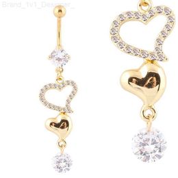 Navel rings Heart Gold Colour Body Jewellery woman body piercing belly button rings Wholesale 14G Surgical Steel bar nickel-free L230808