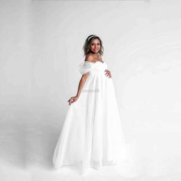 Maternity Dresses Maternity Dresses for Photo Shoot Summer Solid Elegant Long Skirt Lace Chiffon Splicing Multicolor Available HKD230808