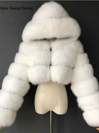 Woman's Winter Fur Coat 2023 New Fur Luxury Designer Hooded Fluffy Plush Jacket Chic and Elegant ffed Short Coat T230808