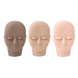 Makeup Brushes Practice Face Board Reusable Washable Eyelash Mannequin Head Soft Rubber Removable Eyelids 3D Effect For Salon Display