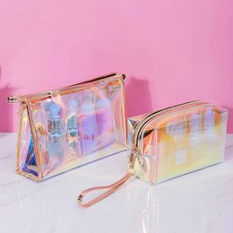 Cosmetic Bags Cases Women Fashion Bag Semicircular Illusion Laser Makeup Portable Dumpling Shape Travel Amenity Storage 230808
