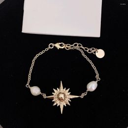 Bangle Golden North Star Irregular Pearl Bracelet Heavy Craft Handmade 2023 Luxury Jewelry For Women Anniversary Gift.