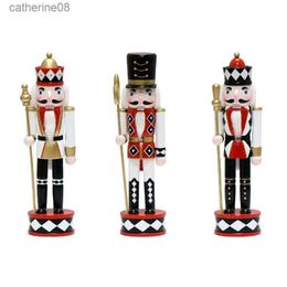 H55A 30cm Christmas Nutcrackers Puppet Home Decorations Wood Hand Painted King Figurine Ornaments 2023 New Year Holiday Gift L230621