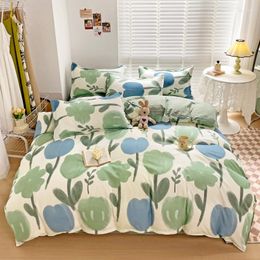 Bedding Sets Ink Wash Flower Pattern Duvet Cover Set 220x240 With Pillowcase Single/Double Quilt Blanket 210x210