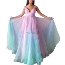 Maternity Dresses Rainbow Dresses Maternity Photography Props Tulle Gown For Pregnancy Shooting Mesh Women's Tutu Dress V-Neck Maternity Clothes HKD230808