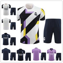 Soccer Tracksuits Sets Real madrids TRACKSUIT set 23/24 Short sleeve shorts men and kid football kit chandal futbol survetement madrides TRAINING suit soccer jersey