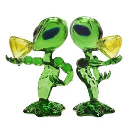 Smoking Pipes Healthycigarette Da011 Alien Pipe Bubblers Height About 15.5Cm Recycler Airflow Glass Green Color Drop Delivery Home G Dhblj