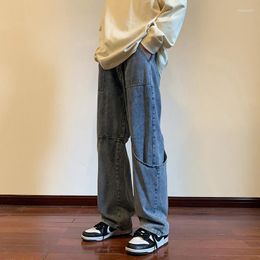 Men's Jeans -Youth Streetwear Y2k Baggy Pants 2023 Big Pockets Casual Graphic Denim Korean Harajuku Blue Trousers