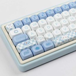 144 Keys Alice Rabbit MOA Profile Key Cap MAC Square Thermal Sublimation Mechanical Keyboard Keycaps Keyboard Accessories HKD230808