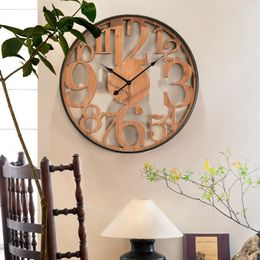 Wall Clocks Nordic Quartz Clock Modern Living Room Fashion Silent Wooden Metal Creative Wand Klok Home Decor Luxury YY50WC