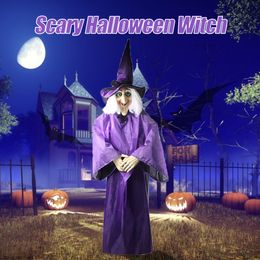 Other Event Party Supplies Halloween Decor Animated Purple Witch Hanging House Prop Decorations LED Eyes 230808