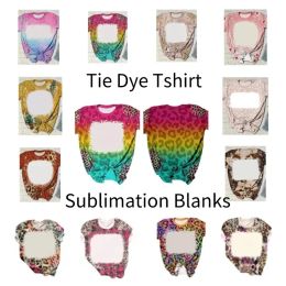 Blank Tie Sublimation Dye Tshirts Tee Tops T-Shirt Thermal Transfer Blanks Short Sleeve Clothes For DIY Custom Printing Fs9550 S 2024