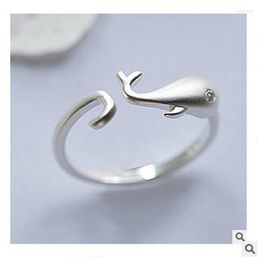 Wedding Rings Bohemian Vintage Big Whale Fish Ring For Women Boho Antique Silver Colour Knuckle Jewellery Anillos