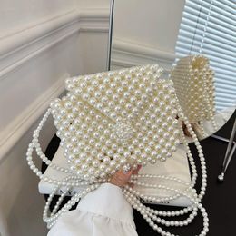 Evening Bags Little Girl Pearl Beaded Bag Fairy Portable Messenger Female Purses And Handbags Crossbody Woman Shoulder