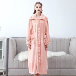 Women's Sleepwear Warm Bathrobe Women Nightdress Soft Flannel Kimono Gown Coral Fleece Winter Nightgown Home Clothes Lingerie