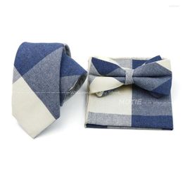 Bow Ties Men's Cotton Striped Black Handkerchiefs Bowties Set Necktie For Men Business Wedding Party Dress Accessories Gift