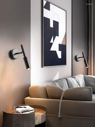 Wall Lamp Minimalist Bedroom LED Lights Adjustable Background Living Room Study Reading Sconce White Black Lamps