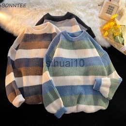 Men's Sweaters Sweater Pullovers Men Striped Design O-neck Fashion Ins Daily Knitting Soft All-match Loose Korean Style Casual Spring New Teens J230808