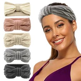 Designer Wood Knit pannband Elastisk fast färghuvud Wrap Sticked Turban Soft Headwear Girls Hair Band Hårtillbehör
