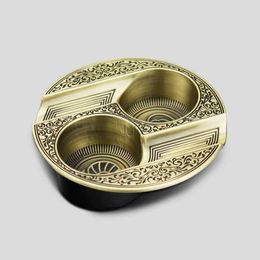 Cigar ashtray Double slot retro personality ashtray Easy to clean drop resistant metal ashtray cigar ashtray HKD230808