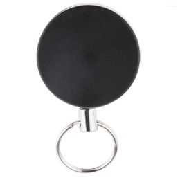 Keychains Retractable Chain Steel Key Belt Clip Split Black