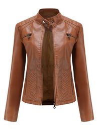 Women's Leather Faux Leather Faux Leather Jacket Women 2023 Autumn Winter Fashion Motorcycle Biker Coat Ladies Zipper Jackets Plus Size Casual Outerwear HKD230808